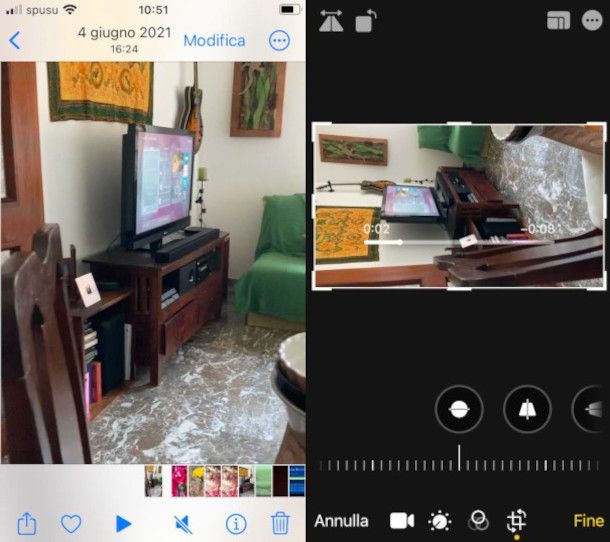 rotazione filmato su app Foto iPhone