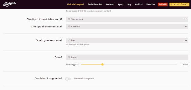 modulo di ricerca su sito Kleisma