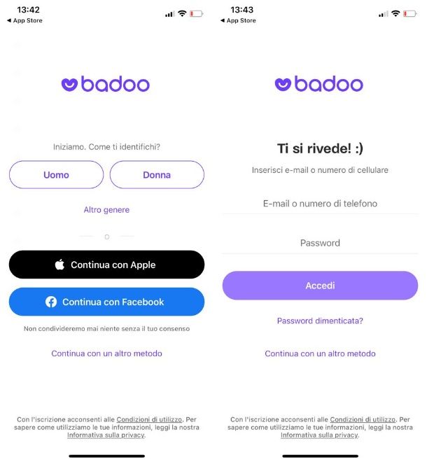 Badoo accesso iOS