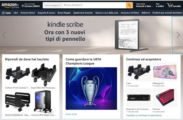Amazon homepage