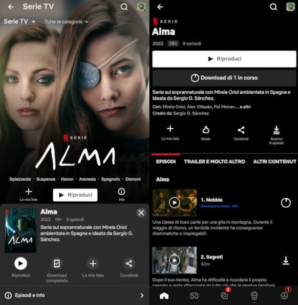 scaricare serie TV da app Netflix