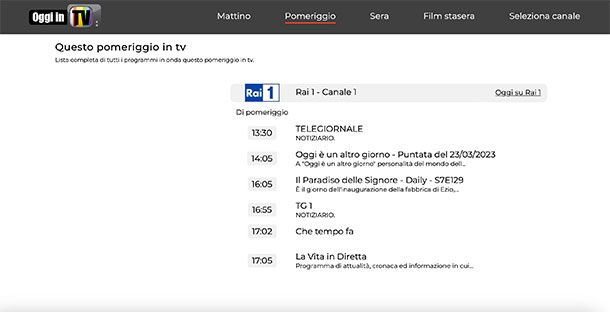 Oggi in TV