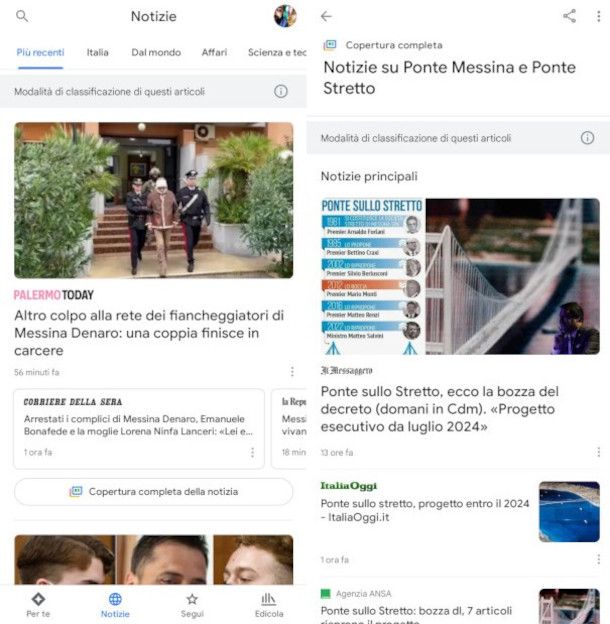 aggiornamento notizie app Google News