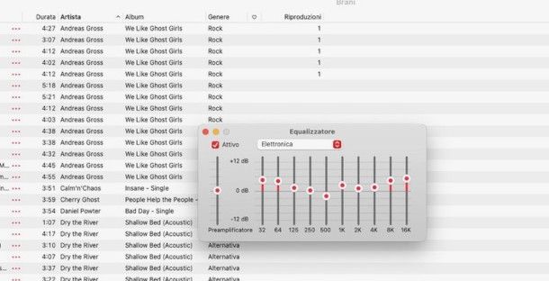 Equalizzatore app Musica per Mac