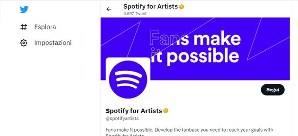 Twitter Spotify for artists