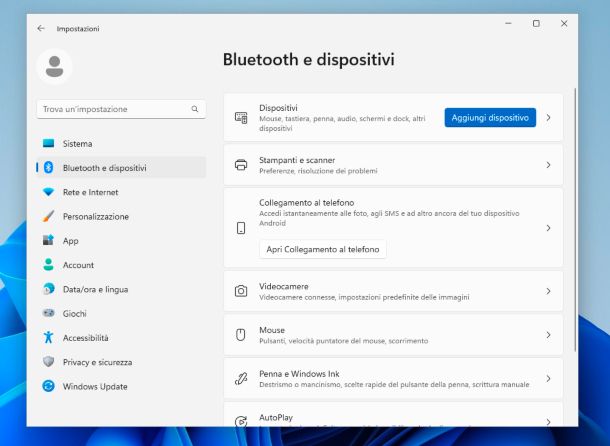 Collegamento al telefono (su Windows 11)