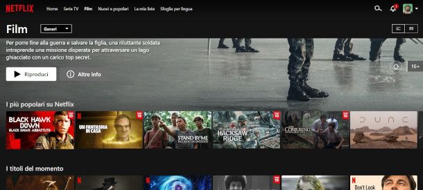 sezione Film sito Netflix