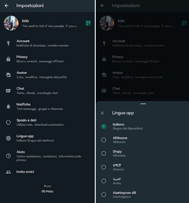 Come impostare WhatsApp in italiano