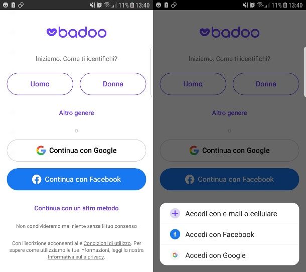 Badoo accesso Android