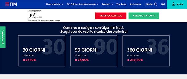 Offerte TIM Internet casa senza linea telefonica