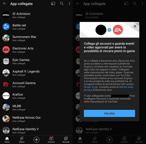 Come collegare account EA a YouTube