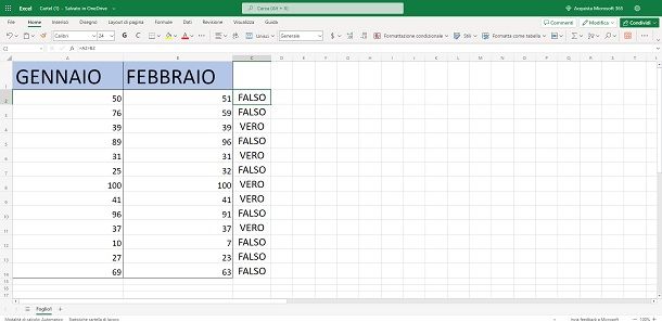 Come confrontare due colonne Excel