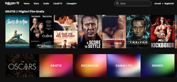 catalogo film gratis sito Rakuten TV