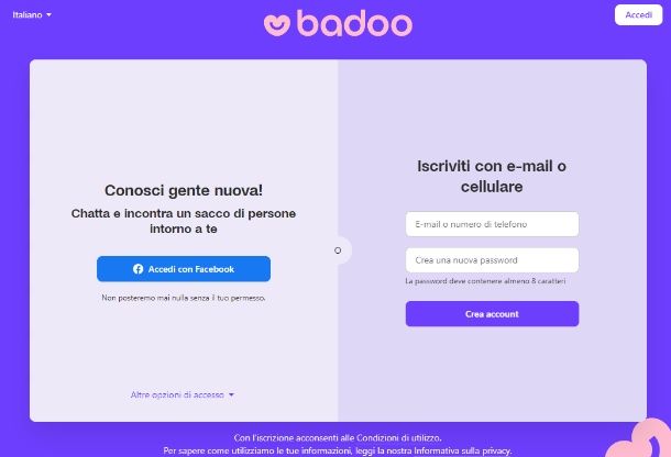 Badoo accesso PC