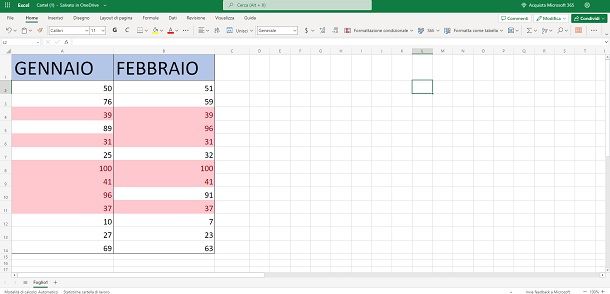 Come confrontare due colonne Excel