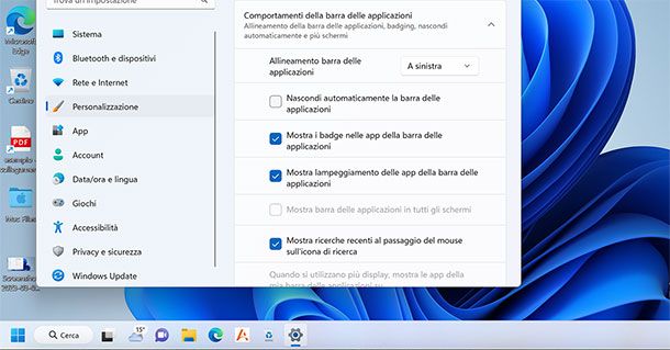 Come spostare barra delle applicazioni Windows 11 a sinistra
