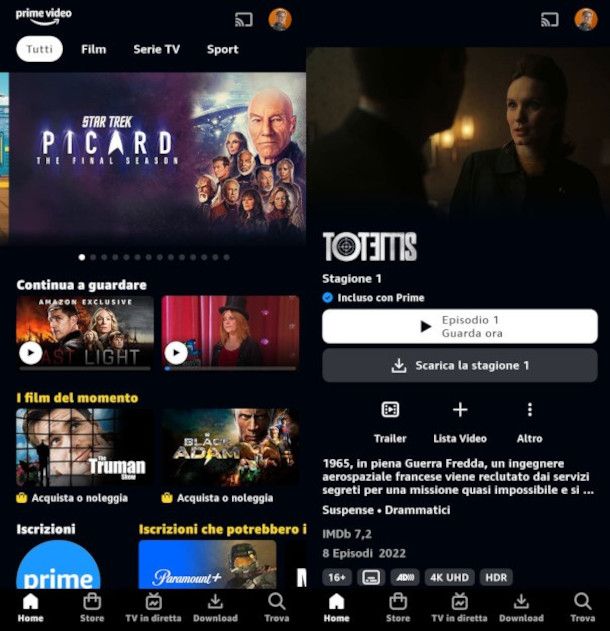 scaricare serie TV da app Amazon Prime Video per Android