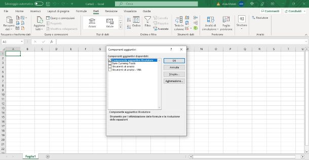 Excel risolutore Windows