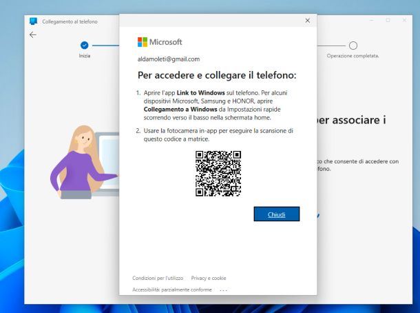 Collegamento al telefono con codice QR
