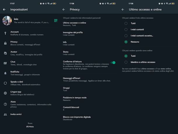 Impostazioni privacy su WhatsApp
