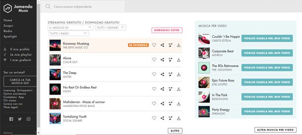 Jamendo per scaricare musica gratis