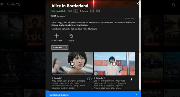 download serie TV su app Netflix per Windows