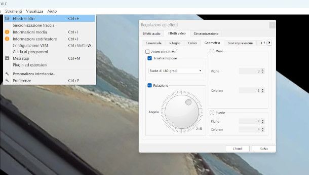 strumento di rotazione video su VLC per Windows