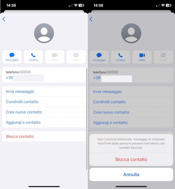 Bloccare contatto iPhone