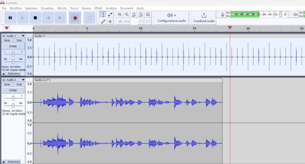 registrazione audio su Audacity