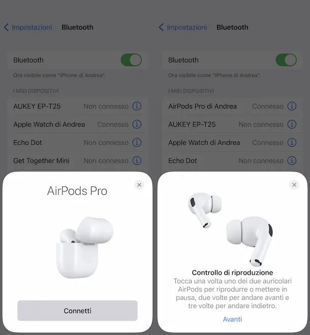 Impostazioni AirPods