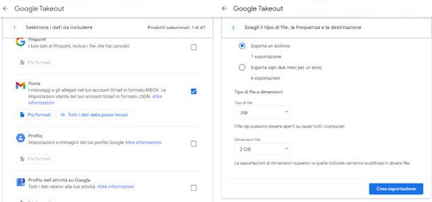 Backup Gmail con Google Takeout