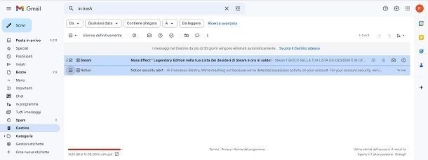 gmail Cestino