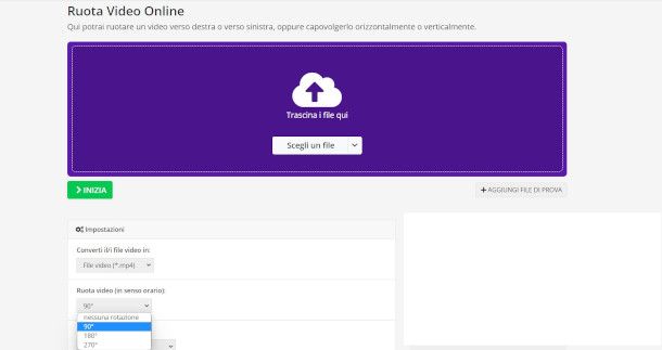 interfaccia Video2Edit per rotazione video