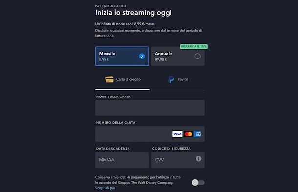 Pagare Disney+