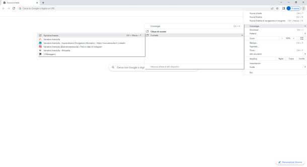 Come riaprire tutte le schede chiuse Google Chrome