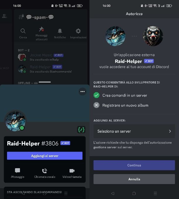 Come aggiungere bot su Discord da telefono