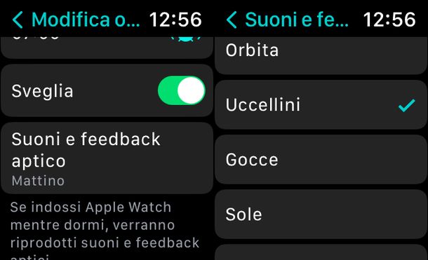 Cambiare suoneria sveglia Apple Watch