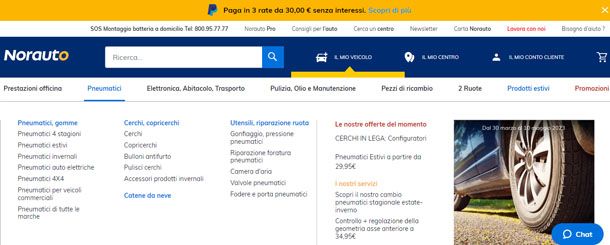 Norauto sito per comprare gomme auto