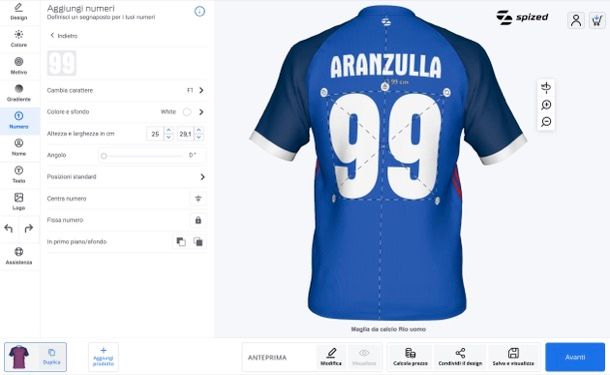 crea la maglia da calcio