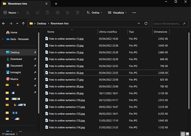 Come rinominare le foto in ordine numerico