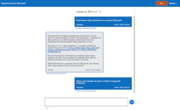 Come chattare con Microsoft