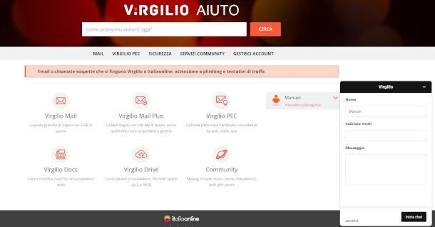 accesso alla chat per i client Premium di Virgilio Mail