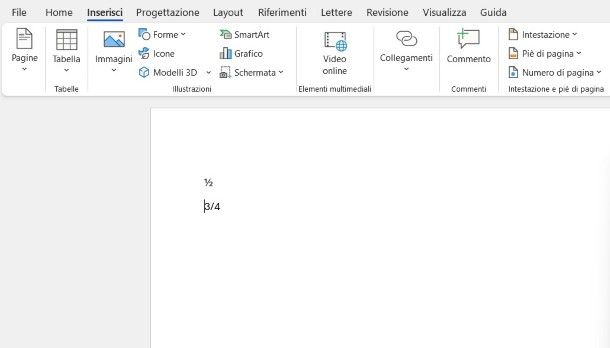 Come scrivere le frazioni su Microsoft Word da PC
