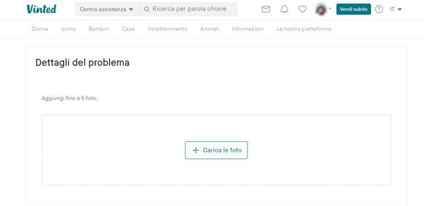 segnalazione problemi su Vinted