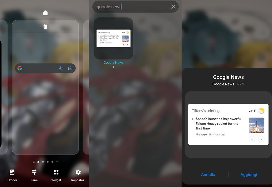 Come mettere il widget di Google News sulla Home di un cellulare Android