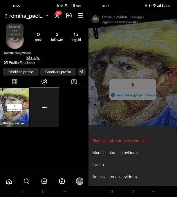 Come togliere il nome alle storie in evidenza