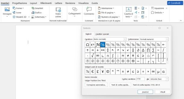 Come scrivere le frazioni su Microsoft Word da PC