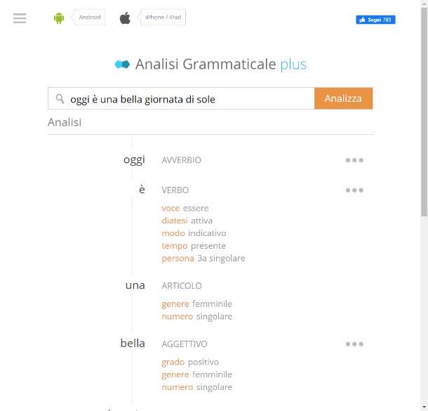 Siti per analisi grammaticale