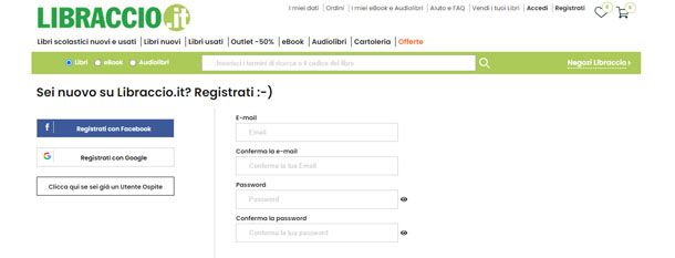 Registrazione su Libraccio.it