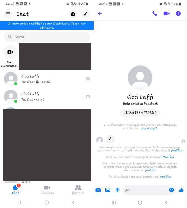 messenger messaggi effimeri